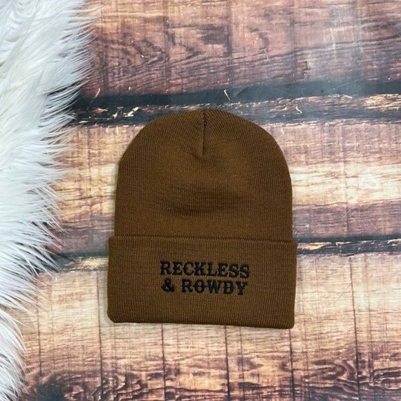 Accessories - RELISTED Reckless & Rowdy Beanie Hat Brown